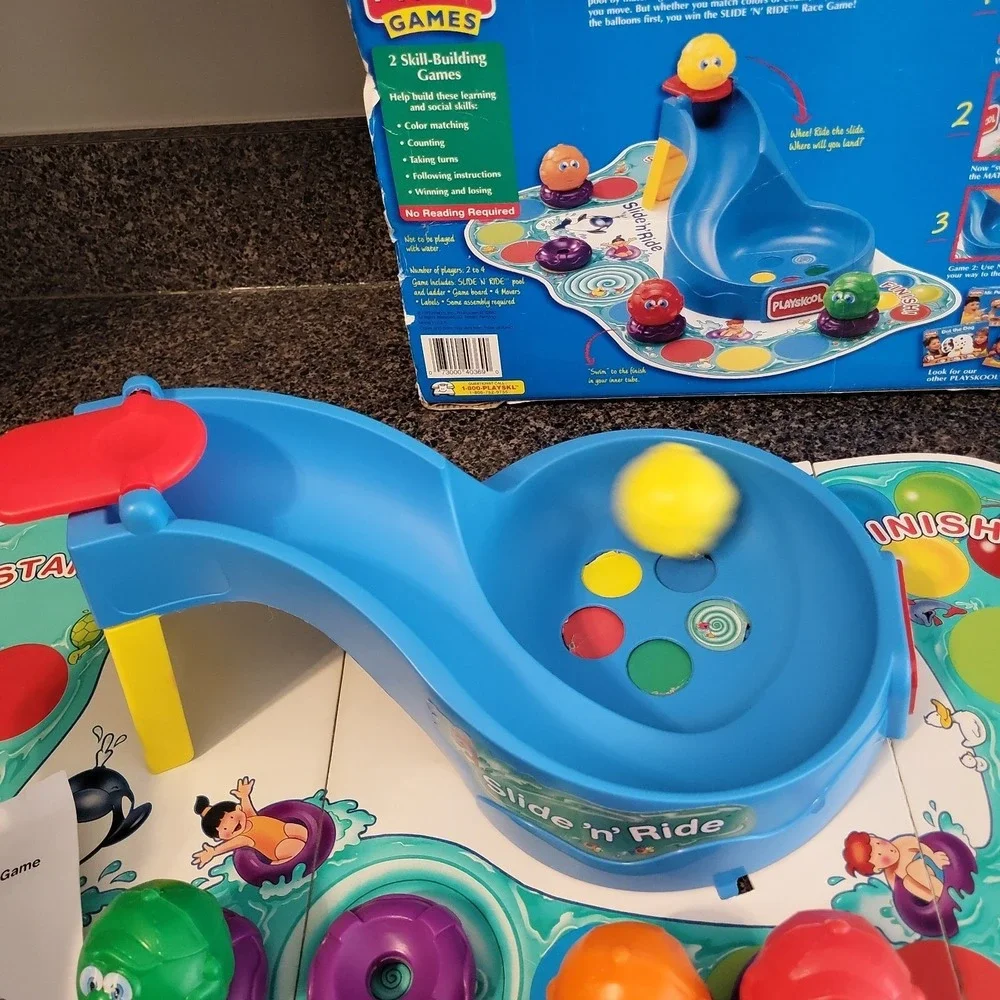 Vintage Playskool Slide 'N Ride Complete Preschool Board Game Color Counting